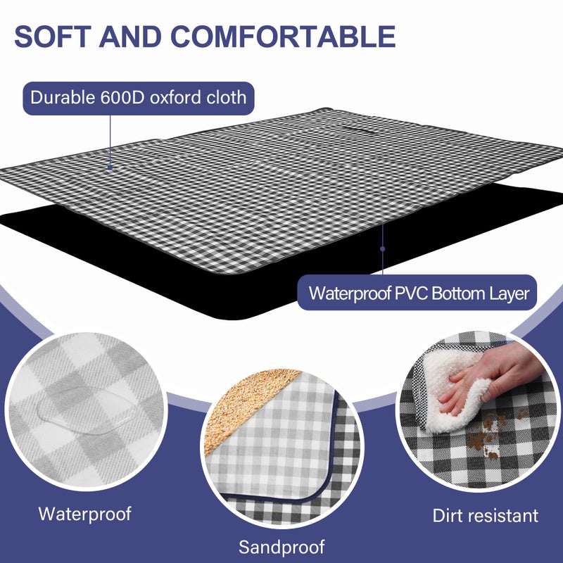 HX&OD Picnic Blanket Outdoor Extra Large Picnic Mat 80 ""X60 "" Camping Blanket Beach Blanket Foldable Waterproof Sand Mat Hiking Travel Family Concerts(Blue) - Image 3